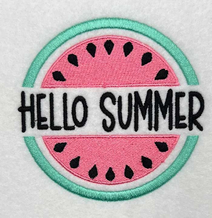 hello summer embroidery design