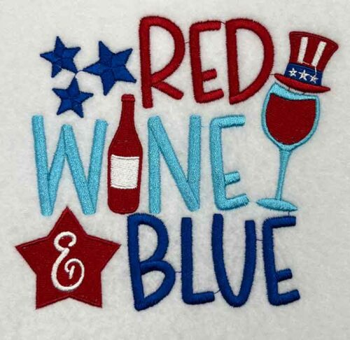 red wine blue embroidery design