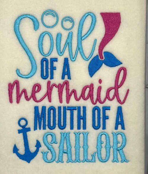 soul mermaid embroidery design