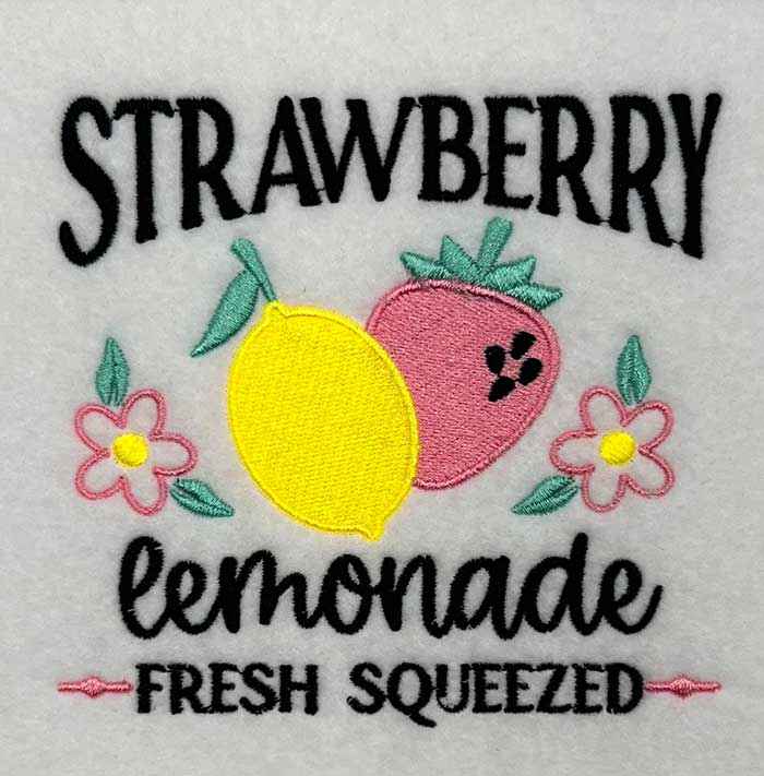 strawberry lemonade embroidery design
