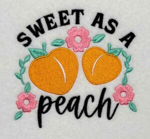 sweet as a peach embroidery design