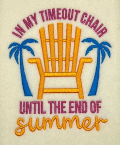 timeout summer embroidery design