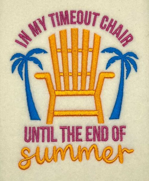 timeout summer embroidery design