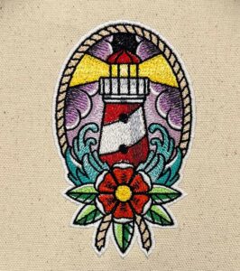 lighthouse embroidery design