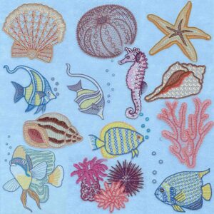 Coral Reef Embroidery Design Pack