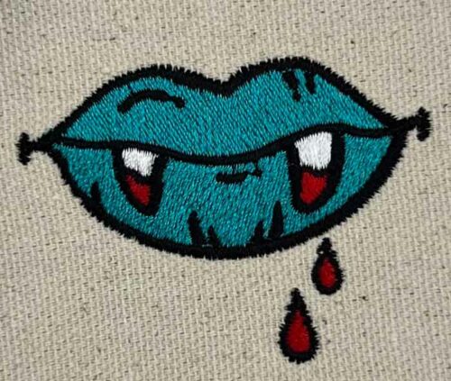 Grunge Girls vampire lips embroidery design