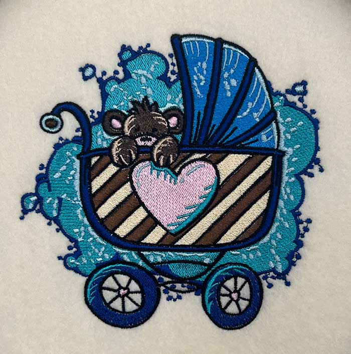 baby carriage embroidery design