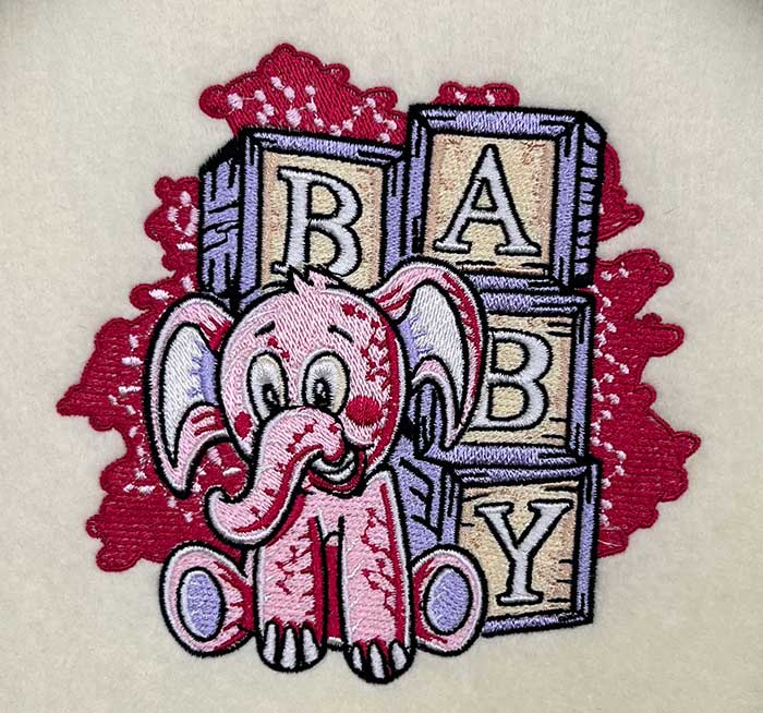 stuffed elephant embroidery design