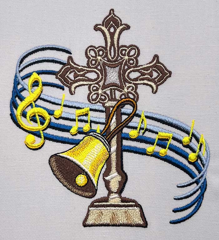 Choir Cross and Bell embroidery design