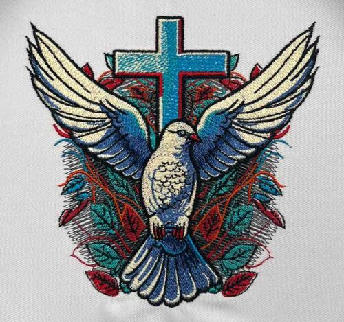 dove and cross embroidery design