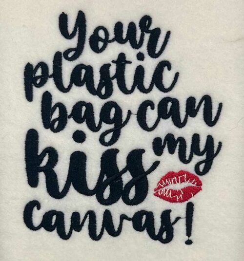 kiss my canvas embroidery design