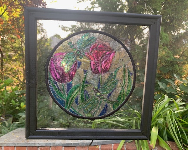 dragonfly stained glass mesh