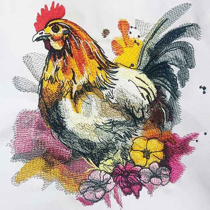 Chicken Floral Embroidery Legacy Design 5