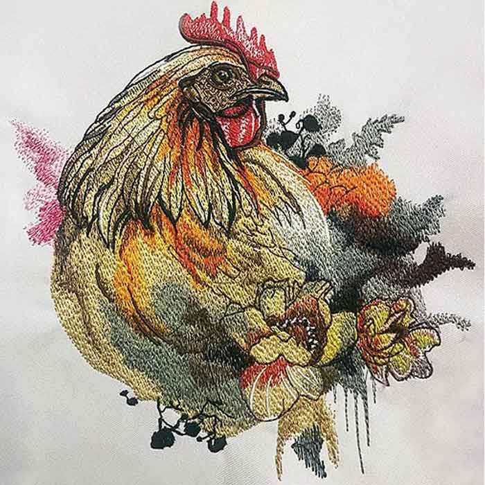 Chicken Floral Embroidery Legacy Design 2