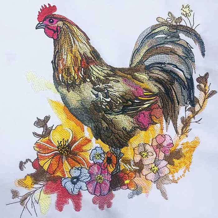 Chicken Floral Embroidery Legacy Design 3