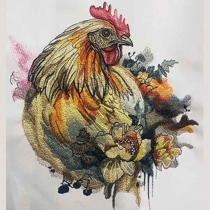 Chicken Floral Embroidery Legacy Design 6