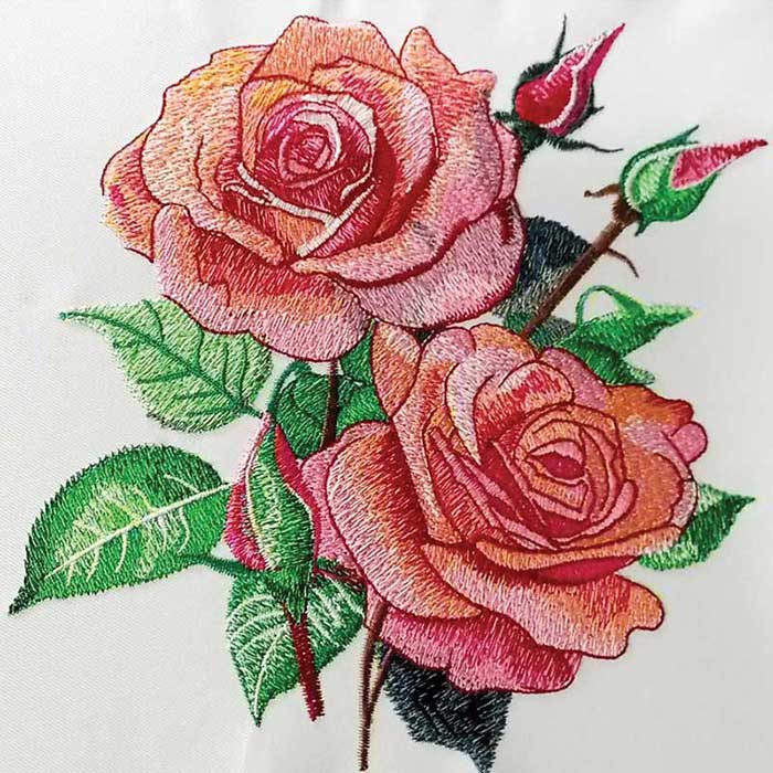 Pink Rose Embroidery Legacy Design 1