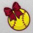 softball with bow embroidery design