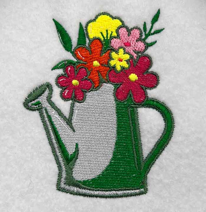 Watering Can Flowers embroidery design