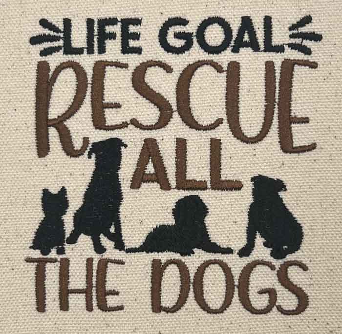 life goal rescue embroidery design