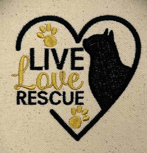 love rescue embroidery design