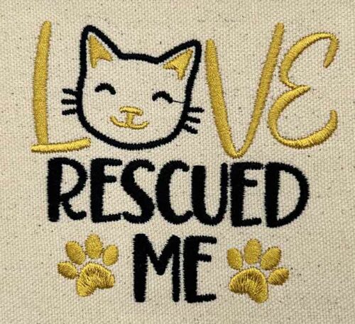 love rescued me embroidery design