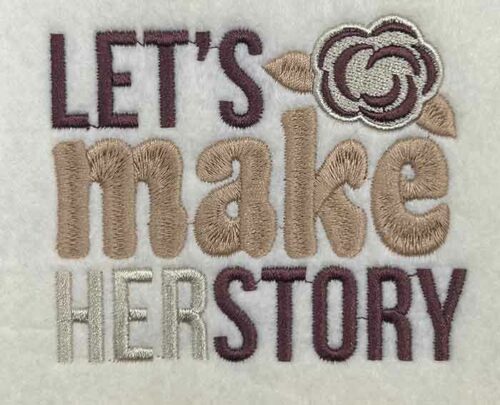 let's make her story embroidery design