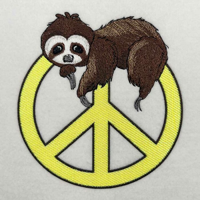 Sloth Peace Mylar- Embroidery Design