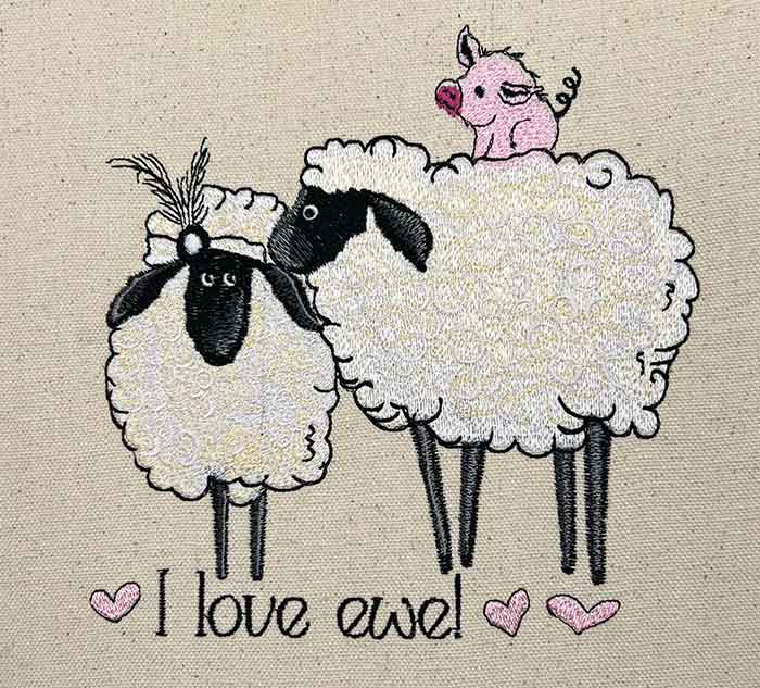 Sheep, Piglet Ewe embroidery design