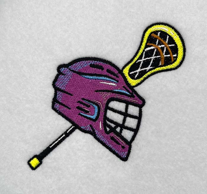 Lacrosse helmet sticks embroidery design