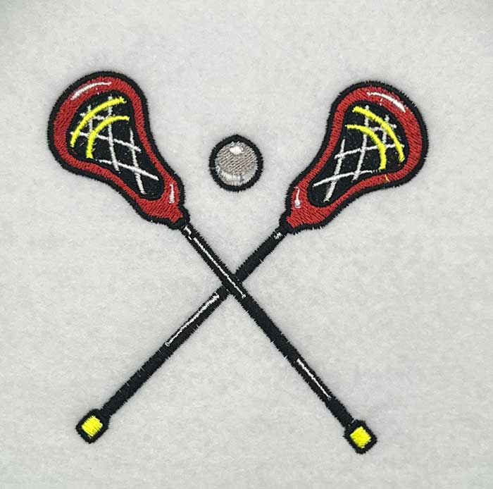 crossed lacrosse sticks embroidery design