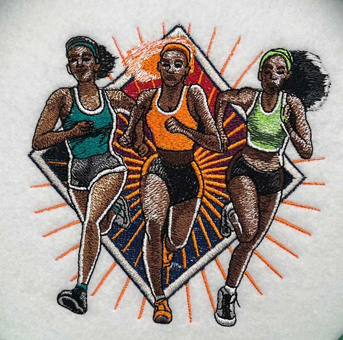 track girls trio embroidery design
