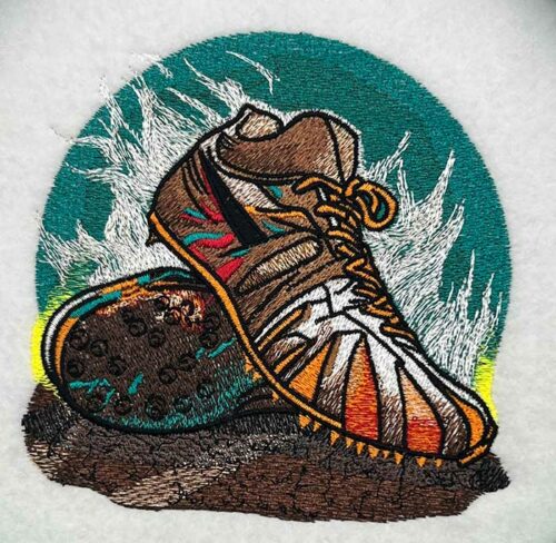 smoking track shoes embroidery design