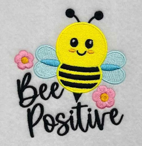 Bee Postive embroidery design