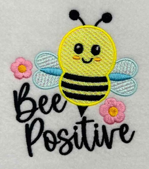 bee positive mylar embroidery design