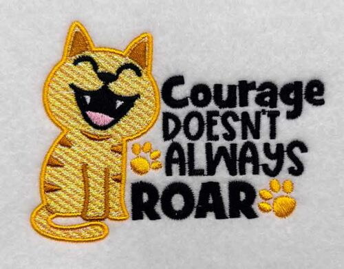 courage roar mylar embroidery design