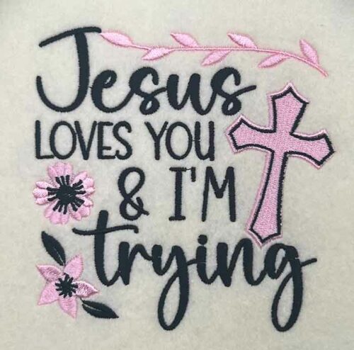 Jesus loves you embroidery design