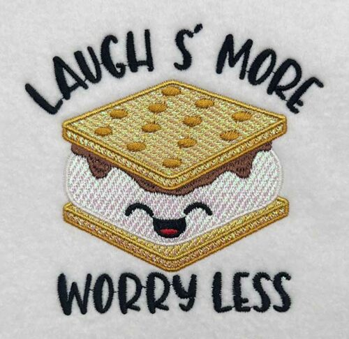 Laugh smore mylar embroidery design