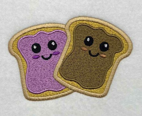 Peanut butter and jelly embroidery design