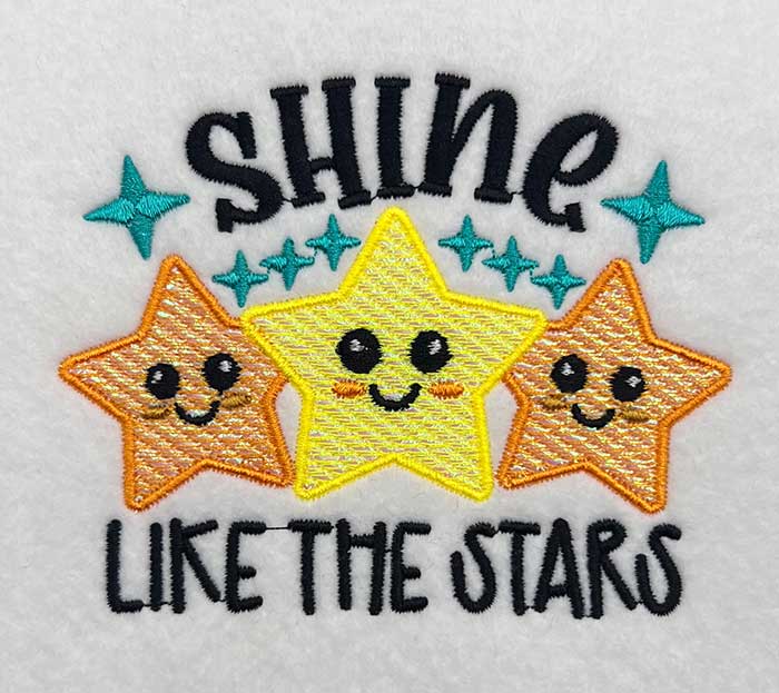Shine like the stars mylar embroidery design