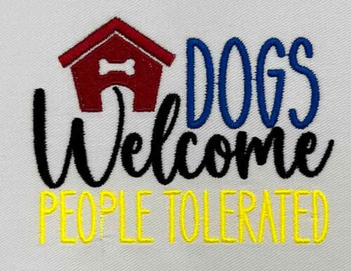 dogs welcome embroidery design