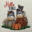 Hello Fall chickadees embroidery design