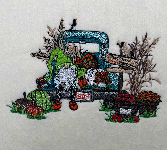 Fall Harvest Truck embroidery design