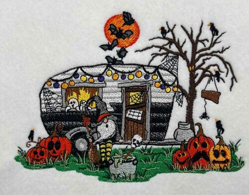Halloween Camper embroidery design