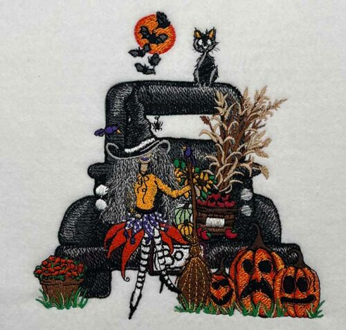 Halloween Truck fall embroidery design