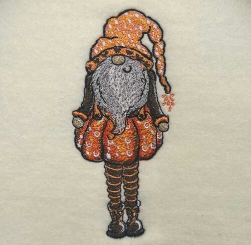 Pumpkin gnome embroidery design