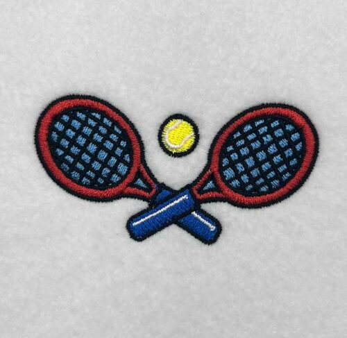 crossed tennis racquets embroidery design