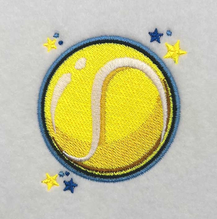 starry tennis ball embroidery design