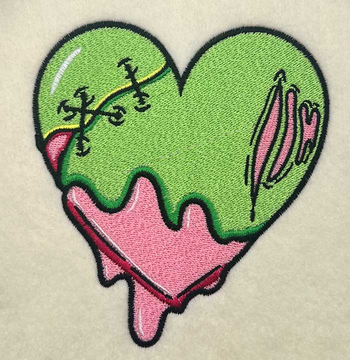 zombie heart embroidery design