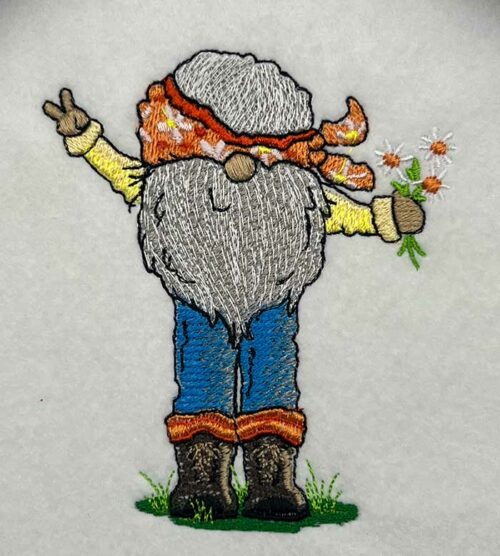 hippie gnome embroidery design